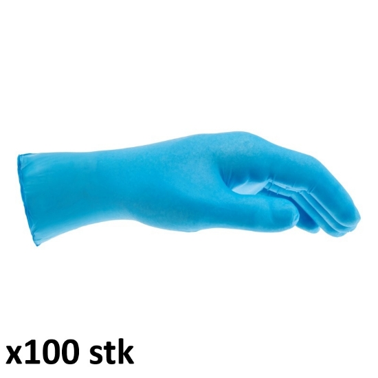 Mynd af Þunnir bláir nítril hanskar - 100 stk saman