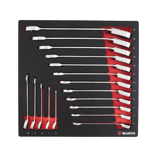 Mynd af Skralllyklasett 15° í skáp 6.4.1 - 6-24 mm 17 stk.