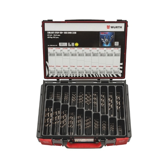 Mynd af Borasett HSS DIN 338 Smart Step 62stk. SYSKO 4.4.1