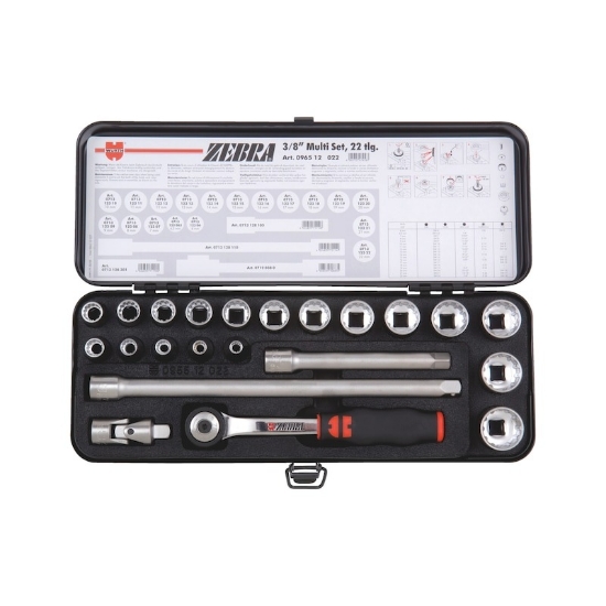 Mynd af 3/8' Topplyklasett multi 22 hlutir