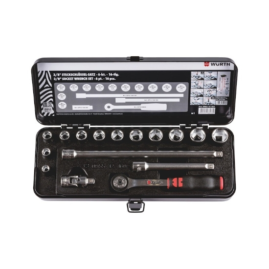 Mynd af 3/8' Topplyklasett 16 hlutir