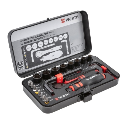 Mynd af 1/4 Bita,sexkanta og toppasett Multi svart-24 stk