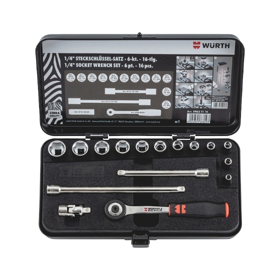 Mynd af 1/4' Topplyklasett 16 hlutir