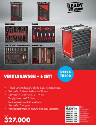 Mynd af Pakki! Verkfæravagn + 6 sett