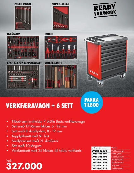 Mynd af Pakki! Verkfæravagn + 6 sett